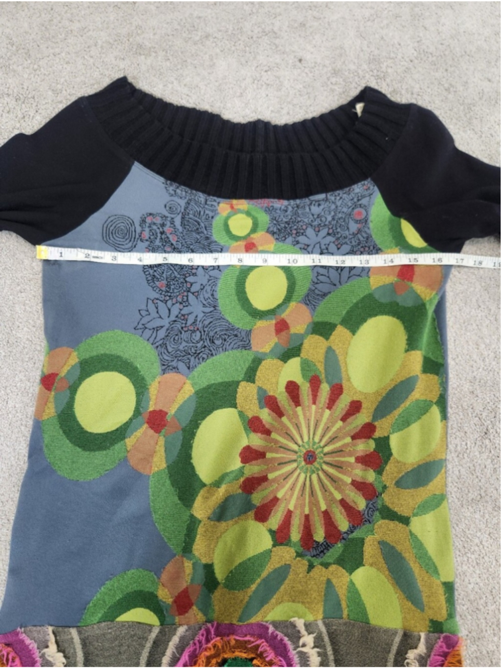Desigual Mixed Media Long Sleeve Stretch Dress Sz M Artsy Art To Wear Grunge Y2K - Picture 8 of 15